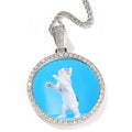 Popular Animal Necklace Pendant with Iced CZ Large Medallions 68mm Tennis Chain Heart/Crown Shape-Fashion Jewelry Pearmain Stone