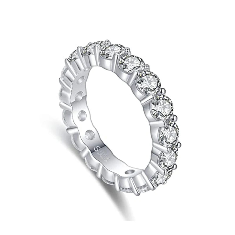 2023 New Silver Plated Cz Bling Bling Diamond Ring Iced Out Cubic Zirconia Brass Rings for Women