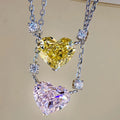 CAOSHI Simple Charm Heart Cut Crystal Citrine Imitate Lab Diamond Engagement Clavicle Lover Heart Zircon Pendant Necklace
