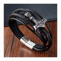 New Arrive Hot Hand Braided Stainless Steel Magnetic Clasp Anchor Multilayer Genuine Leather Charm Punk Unisex Gift Bracelet