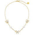 Dainty Stainless Steel Link Chain Pearl Charm Shell butterfly Pendant Necklace