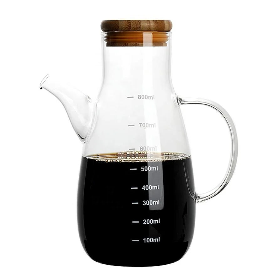 High Borosilicate Heat-resistant Leakproof with Scale Controllable Oil Pot Kitchen Supplies Oil Vinegar Oil Bottle 500ml 800ml