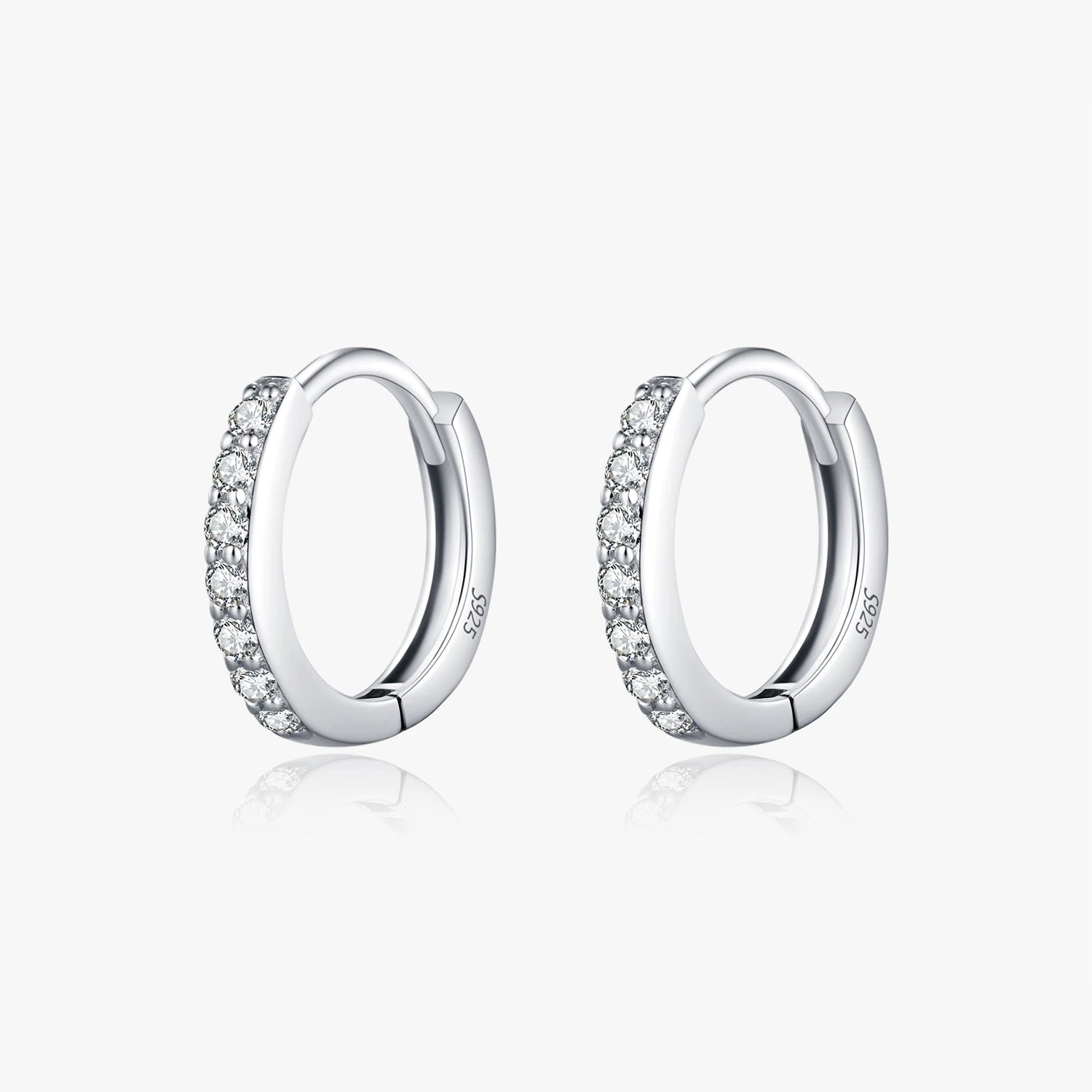 100% 925 Sterling Silver Trendy Shinning Geometric Moissanite Hoop Earrings for Women Girls Daily OL Fine Jewelry