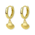 Fashion Wholesale Ocean 925 Sterling Silver Fine Jewelry Gold Plated Dangle Sea Shell Charms Hoop Earrings for Women