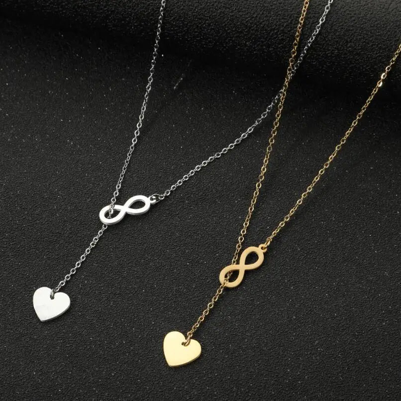 Minimalist Statement Gold Stainless Steel Heart Number Pendant Necklace Women Non Tarnish Sweater Necklace Wholesale