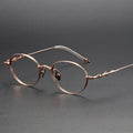 2024 Retro Fashion Titanium Eyeglasses Solid Pattern Oval Optical Frames Feather Weight Rose Gold Tinted Eye Glass Spectacles