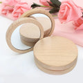 Wooden Pocket Round Handheld Makeup Mirror Portable Compact Cosmetic Desktop  Wood Mirror Small Carry Travel Simple