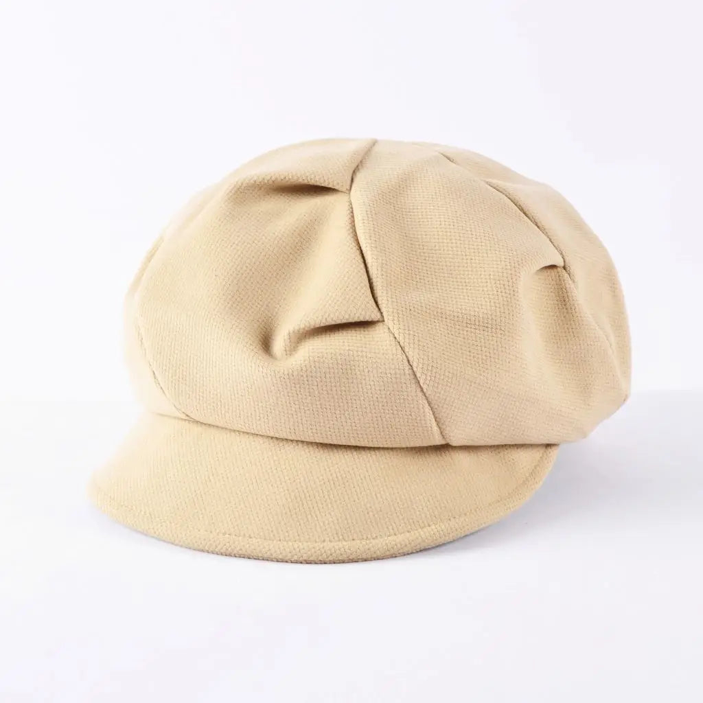 Luxury Personality Fashion Design Newsboy Customizable Solid Colors Thickened Headwear Beret Hat for Women Polyester/Cotton