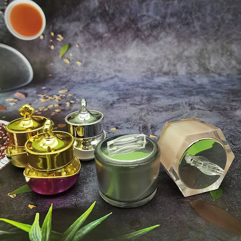 Skin Care Product Packaging Bottle Acrylic 15g Cosmetic Sub-bottling Crown Cream Jar Eye Cream Milk Packaging Set