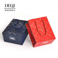Custom Embossed Logo Luxury Eco-friendly Recycled Materials Jewelry Shopping Gift Paper Bag Ribbon Handle for Rings Earrings