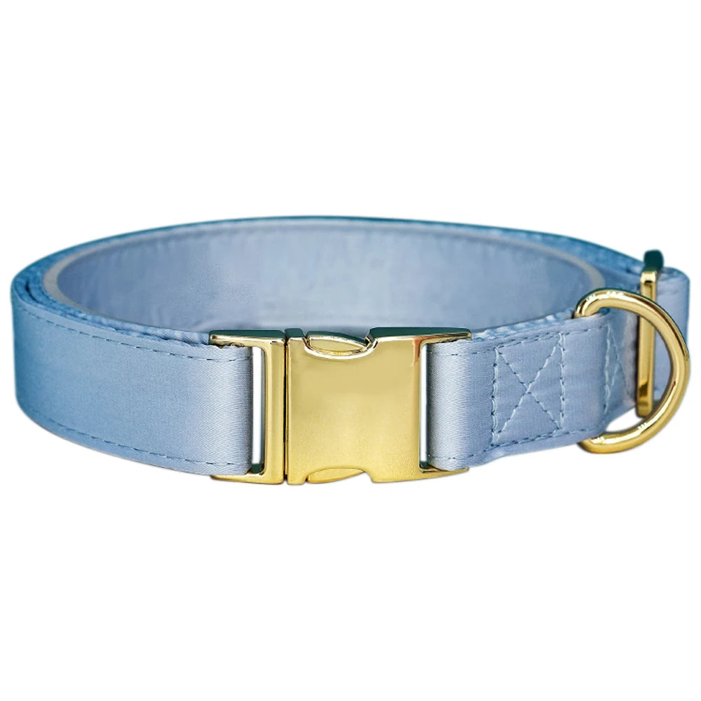 Personalized Bowknot Collar Custom Luxury Silk Dog Collar Pet Supplies Gold Metal Buckle No Pull Safety Silky Dog Collar
