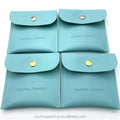 Excellent Quality Embossed Logo 8*8 Small Green Pu Leather Jewelry Pouch for Earring/Necklace