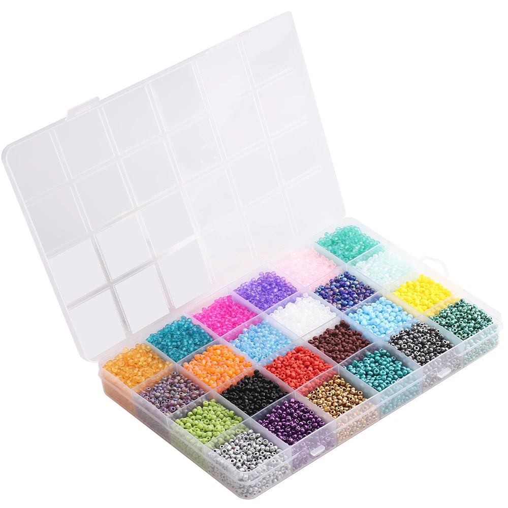 Zhubi 24 Colors 8/0 3mm Glass Waist Beads for Bracelets Crystal Seed Beads Box Set for DIY Making Handmade Crafts  Needlework