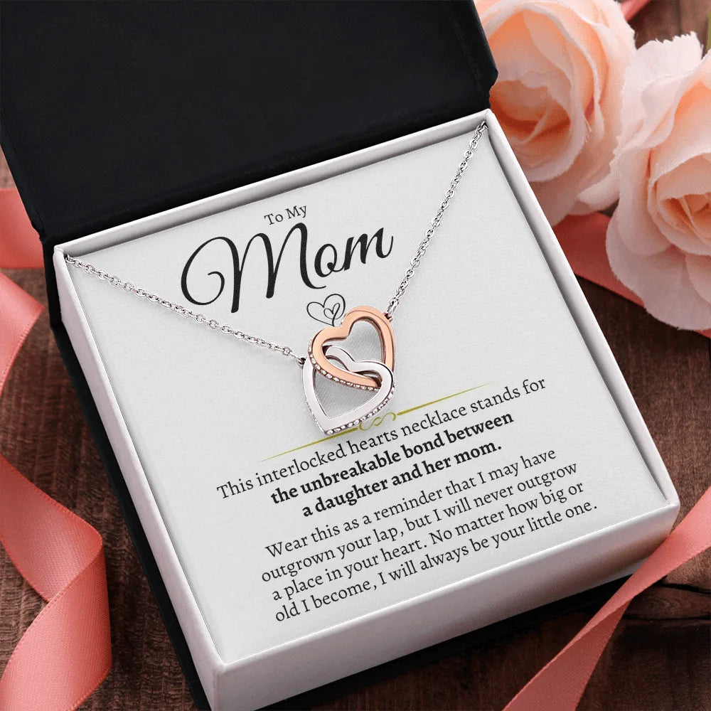 DAIHE Fashion Stainless Steel Zircon Double Heart Necklace Mother Necklace Gifts for Mother's Day