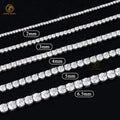 2mm 3mm 4mm 5mm 6.5mm D White Moissanite Diamond Hip Hop Jewelry 925S Silver Tennis Chain Necklace for Men Women
