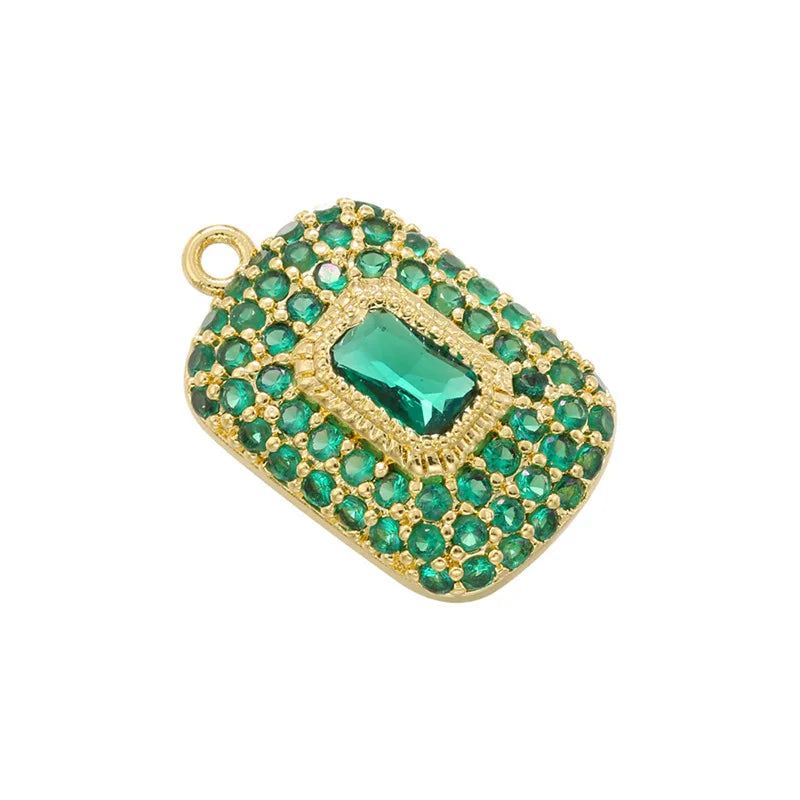MIENTER Crystal Zircon Necklace Charms Pendant Fashion 18k Gold Copper Alloy Green pink Blue Jewelry Pendants & Charms
