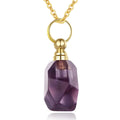 Natural Purple Quartz Crystal Healing Stones Amethyst Essential Oil Perfume Diffuser Aromatherapy Jewelry Pendant Necklace