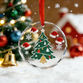Wholesale Christmas Ornaments Glass Pendant Customized Clear Sublimation Blank Crystal Glass Christmas Ornaments