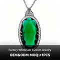 Vintage Big Emerald Gemstone Pendant Necklace 925 Sterling Silver Women's Favorite Jewelry Pendants Custom Wholesale