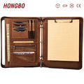 Vintage Brown Portfolio Binder Professional Padfolio Organizer with 3 Ring Business Portfolio Folder with Clipboard