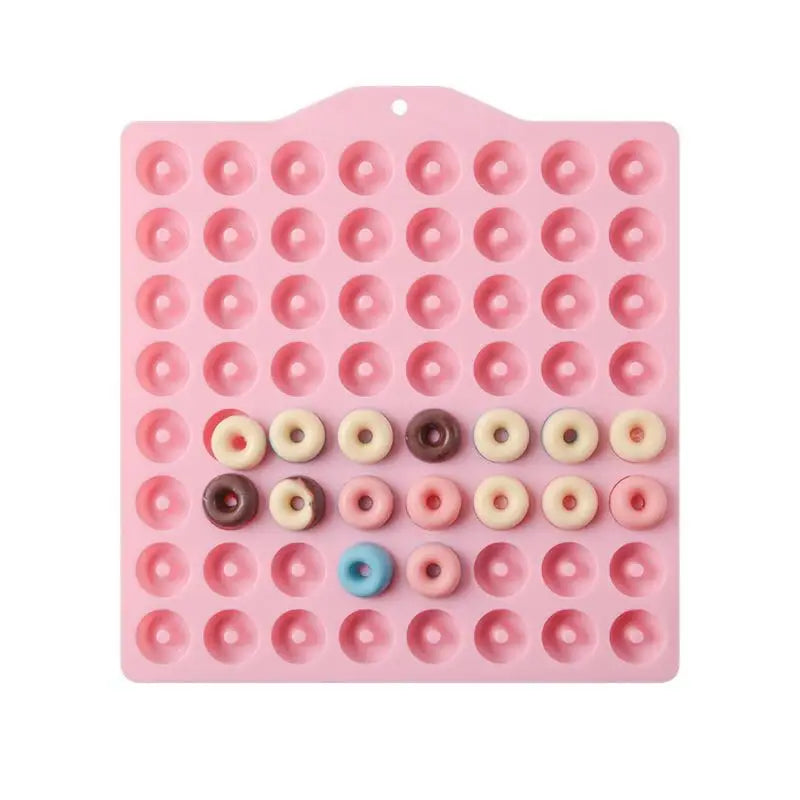 New Arrival Food Grade Eco-friendly 64 Cavities Donut Shaped Candy Chocolate Moulds Mini Round Silicone Donut Gummy Molds MegaBDM
