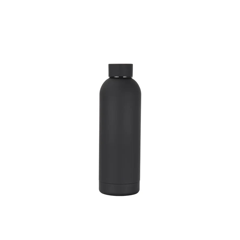 Sports Bottle Outdoor 500ml Stainless Steel Drinking Bottle Rubber Coated Bottle with Lid