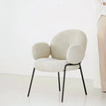 Modern Luxury Nordic Dining Room Furniture Ergonomic Leather Dining Chairs with Teddy Fabric Backrest Luxury Boucle Design