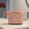 New Design Pink Cosmetic Bag For Makeup Stratified Storage Bag Polyester Lipstick Foldable Cosmetic Bags With Zipper
