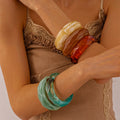 Hot Sale Multicolour Acrylic Faceted Bangles Bracelets for Women Girls Handmade Resin Wrist Jewelry Wholesale
