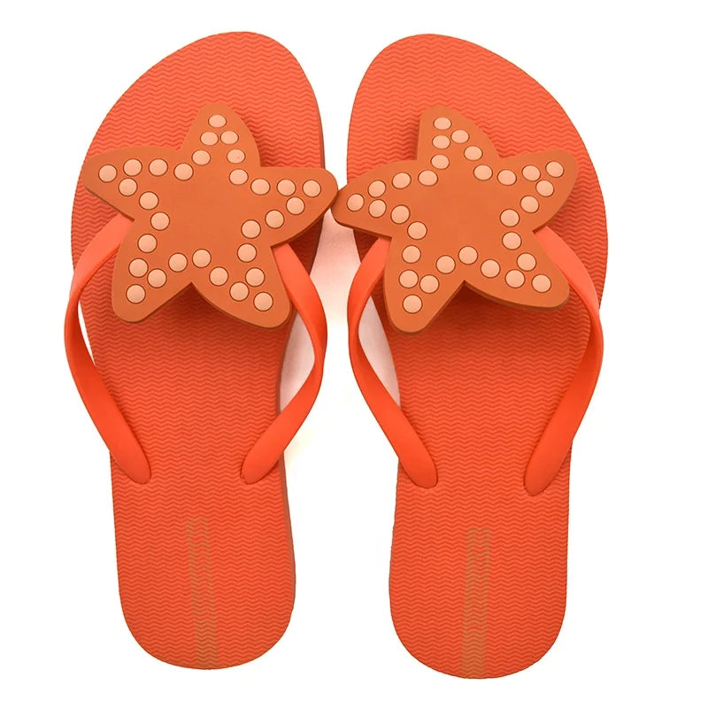 New Arrival Female Flip Flop with PVC Star Decoration