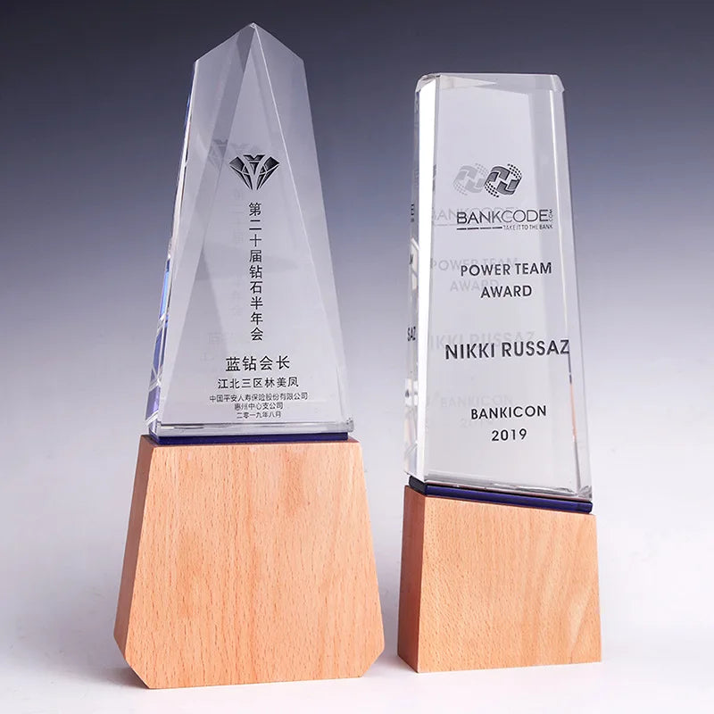 Factory Wholesale K9 Blank Crystal Trophies Custom Laser Engraved 3D Logo Cross Style Fashion Trend Awards for Souvenir Gifts