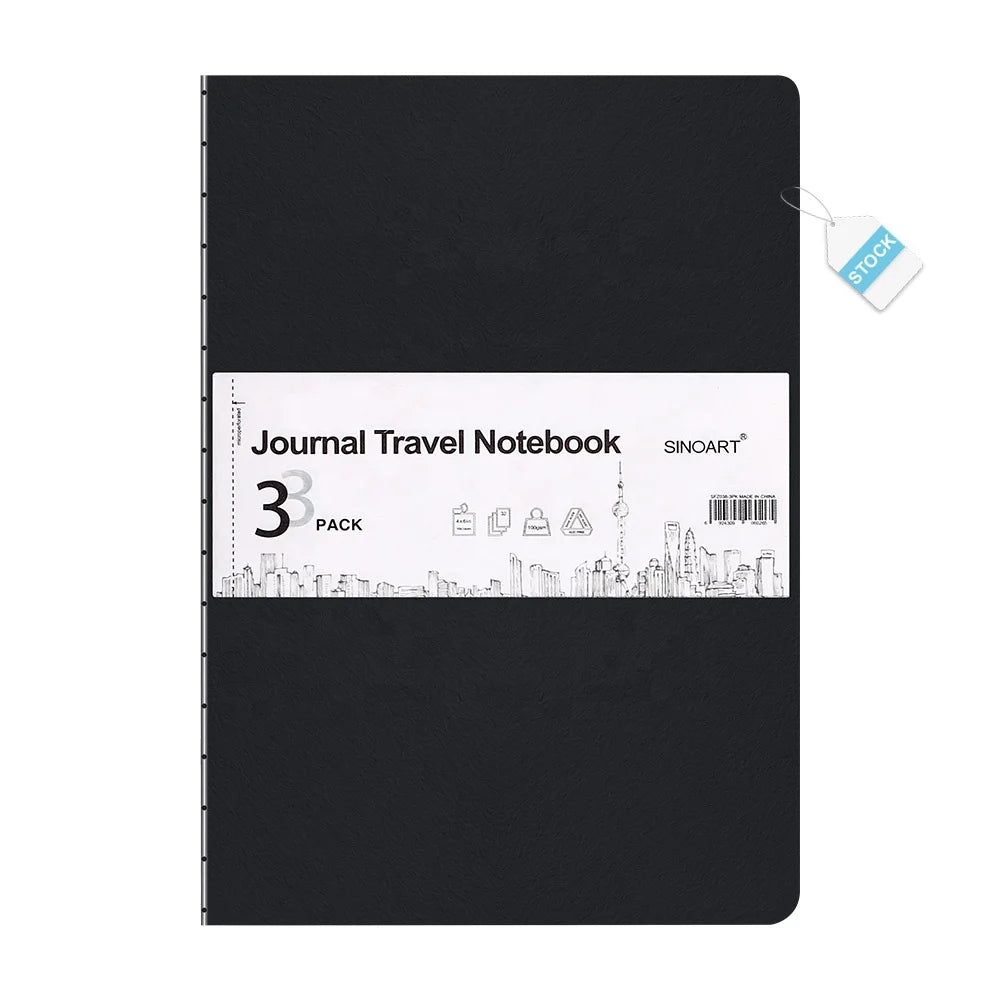 SINOART 32 SHEETS Journals Travel Notebook 3pcs Acid-free Journal Notebook A6 Kraft Cover Paper Notebook