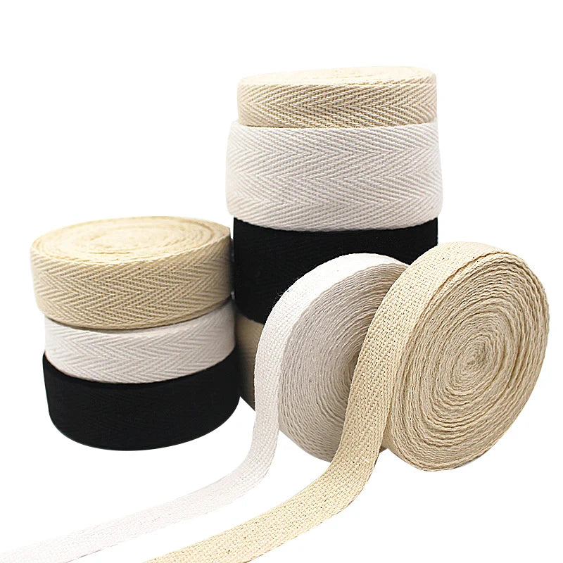 Cotton Twill Cotton Binding Tape Webbing Herringbone Ribbon Webbing for Clothes Accessories Custom Natural