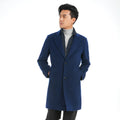 Bosha MTM Custom Men's Woolen Overcoat Single Breasted Long Winter Coat Ocean Blue Dyed Cashmere Fabric Trench Overlapping