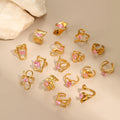 Factory Supply Resizable 18k Gold Plating Stainless Steel Open Size Ring with Pink Zircon