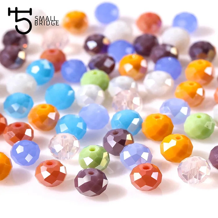 Small Bridge Z008 4 6 8mm Crystal Austria Glass Faceted Round Loose Spacer Beads for DIY Bracelet Necklace Making Over 50kinds