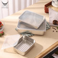 Camping Food Storage Box Frozen Food Storage Container Set Stainless Steel Square Tray with Clear Lid and Grid