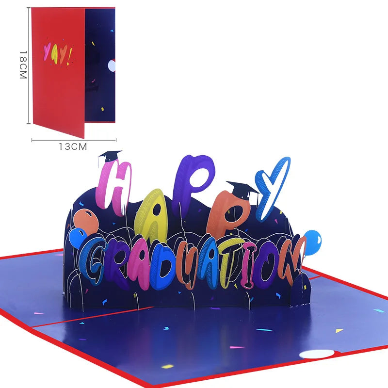 Wholesale 3D Greeting Card Happy Graduation 2023 Invitation Cards Gift Color Printing Graduation Season Popup Greeting Card