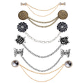 Rose Sweater Shawl Clips Cardigan Dresses Clip Flowers Collar Clip With Chain for Women Girls