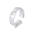 Fashion Jewelry Dainty Trendy Adjustable Finger 925 Sterling Silver Ring Irregular Texture Oval Crater Ring