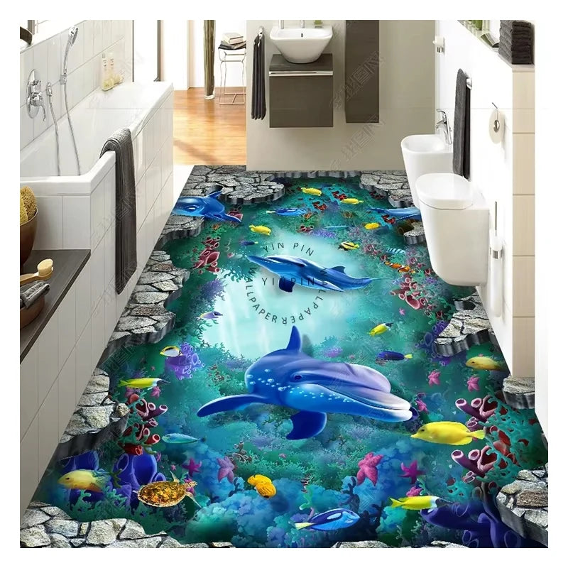 HD Print Fantastic Underwater World 3d Floor Mural Stickers