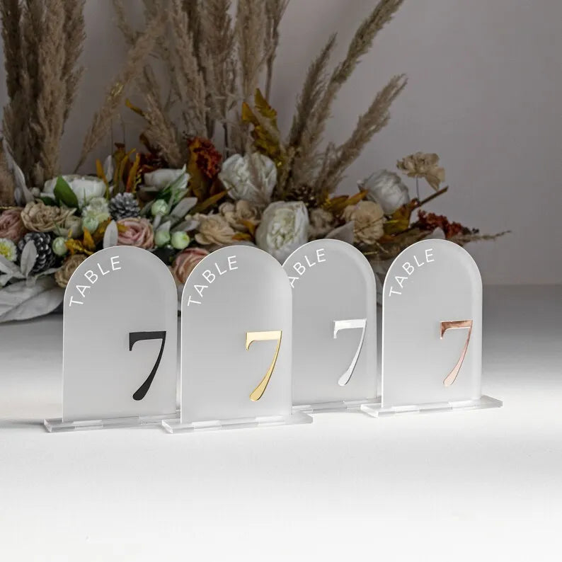 Wholesale Frosted Acrylic Table Number Sign Tent Place Card Holder for Wedding Reception Restaurant