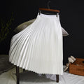 Factory Wholesale Hot Selling Satin Elegant High Waist Pleated Skirt Solid a Line  Midi Long Skirts