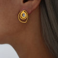 New Design Personality Earrings Gift Irregular Shiny Zircon Rose Studs Stainless Steel Hoop Earrings