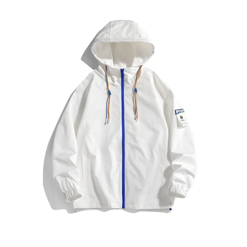 Men's Lightweight Casual Sport Jacket with Hood Quick Dry for Tennis Jogging Stand Collar Zipper Closure for Outdoor Activities