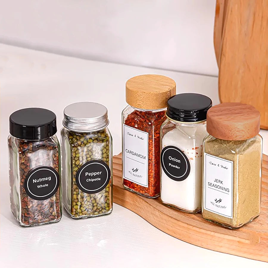 Wholesale 4oz 120ml Spice Glass Jar Food Storage Jar with Metal Bamboo Lids Custom Label