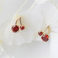 2025 Cute Gold Plated Sterling Silver Red Zircon Fruit Stud Earrings