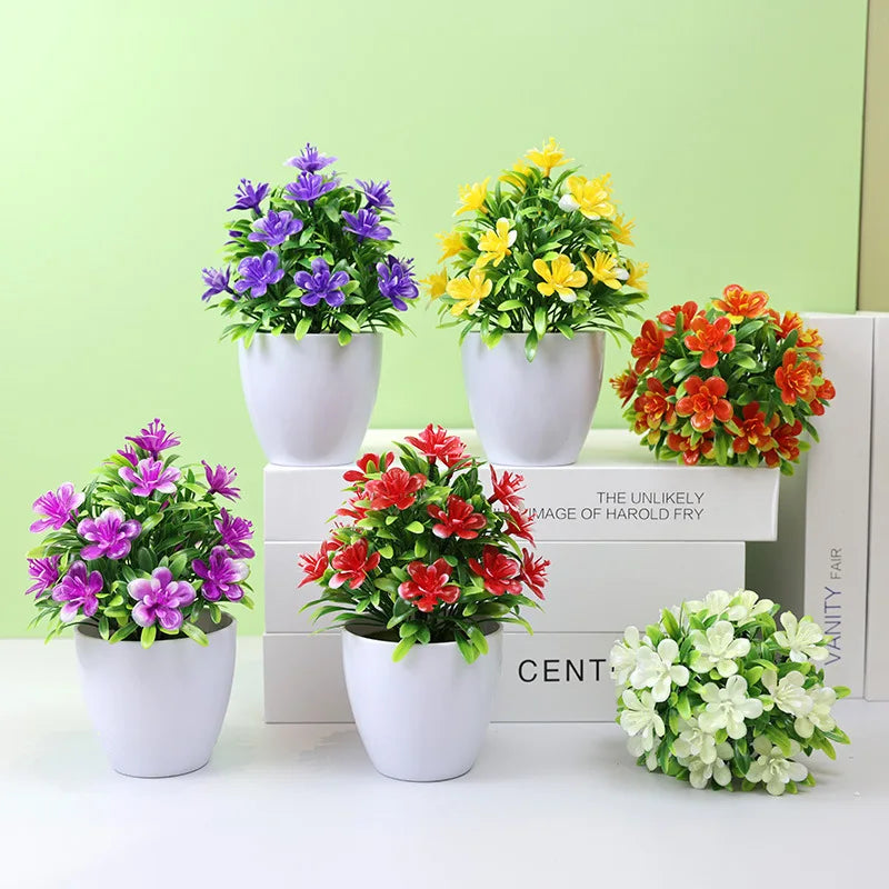 Artificial Plant Potted Indoor Home Desktop Decoration Green Plant Artificial Rose Mini Fortune Tree Decoration