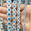 Wholesale 8-12mm Natural White Round Evil Eye Shell Beads for DIY Jewelry Necklace and Bracelet Making