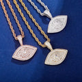 Drop Shipping Women Jewelry Free Shipping Hip Hop Chain Attitude Evil Eyes Shape Pendant Necklace for Men Iced Out Necklace
